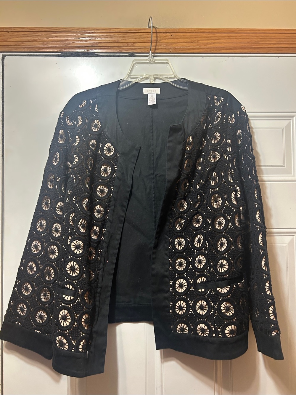 Chico’s Crochet Open-Front‎ Black Jacket - Women's